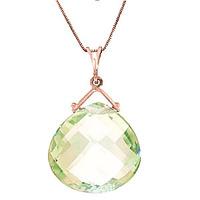 green amethyst elliptical heart pendant necklace 85ct in 9ct rose gold