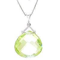 Green Amethyst Elliptical Heart Pendant Necklace 8.5ct in 9ct White Gold