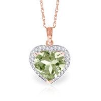 green amethyst and diamond halo pendant necklace 325ct in 9ct rose gol ...