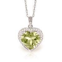 green amethyst and diamond halo pendant necklace 325ct in 9ct white go ...