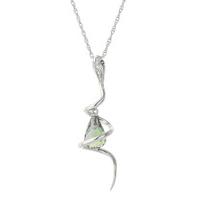 Green Amethyst and Diamond Serpent Pendant Necklace 2.25ct in 9ct White Gold