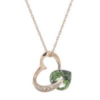 Green Amethyst and Diamond Pendant Necklace 3.25ct in 9ct Rose Gold