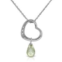 Green Amethyst and Diamond Pendant Necklace 2.25ct in 9ct White Gold