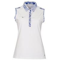 Green Lamb Cleo Sleeveless Epaulette Trimmed Polo - White/Sapphire