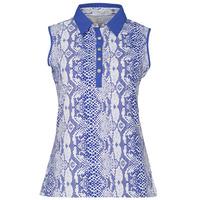 Green Lamb Claudia Sleeveless Print Snakeskin Polo - Sapphire/White