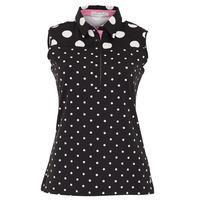 Green Lamb Christine Sleeveless Printed Spot Polo - Black/White