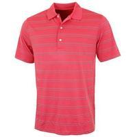 Greg Norman Seasonal Micro Pique Stripe Polo Shirt - Coral Large