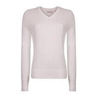 Green Lamb Sabina V Neck Cable Sweater - White (A7)