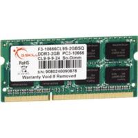 gskill 2gb so dimm ddr3 pc3 10600 f3 10666cl9s 2gbsq cl9