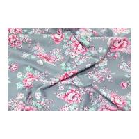 Gutermann Ring a Roses Long Island Rose Poplin Quilting Fabric Grey