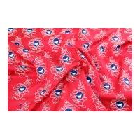 Gutermann Ring a Roses Fenton House Bird Poplin Quilting Fabric Raspberry Pink