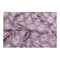 Gutermann Ring a Roses Fenton House Bird Poplin Quilting Fabric Dark Purple