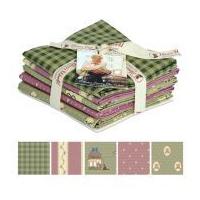 Gutermann Vero's World Country Chic Cottage Quilting Fabric Fat Quarter Bundle Green & Pink