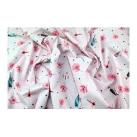 Gutermann Ring a Roses Long Island Bird Poplin Quilting Fabric Pink