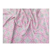 Gutermann Ring a Roses Long Island Garden Poplin Quilting Fabric Pink