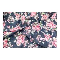 gutermann ring a roses long island rose poplin quilting fabric navy bl ...