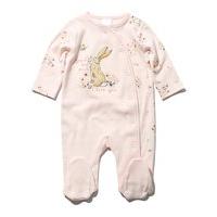 Guess How Much I Love You character baby long sleeve floral and rabbit print sleepsuit - Light Pink