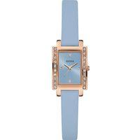 GUESS Ladies Square Rose Gold and Blue Watch