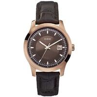 GUESS Brown Leather Mineral Mens Watch