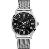 GUESS Men\'s Silver and Black Watch