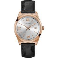GUESS Men\'s Rose Gold Leather Watch