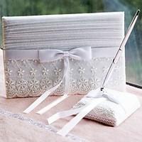 Guest Book Pen Set Lace Garden ThemeWithBow Sash