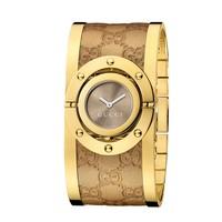 Gucci Twirl gold-plated and leather bangle watch