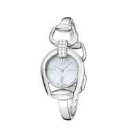 Gucci Horsebit ladies\' mother of pearl dial diamond-set stainless steel bracelet watch