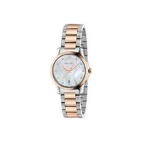 Gucci G-Timeless ladies\' mother of pearl rose gold-tone and stainless steel watch