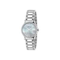 Gucci G-Timeless ladies\' diamond-set mother of pearl dial stainless steel bracelet watch