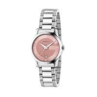 Gucci G-Timeless ladies\' pink dial stainless steel bracelet watch
