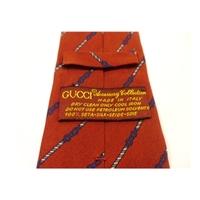 Gucci Silk Tie Deep Red With Blue Link Design