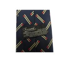 Gucci Navy Silk Tie with Fun Match Stick Design