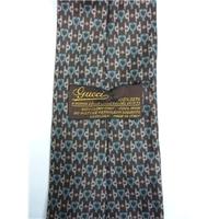 gucci brown with stirup handle patterned designer silk tie