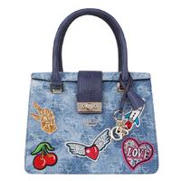 guess handbags elia small satchel blue