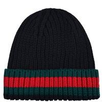 GUCCI Webbed Trim Beanie Hat