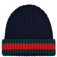 GUCCI Webbed Trim Beanie Hat