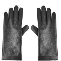 gucci gg embossed leather gloves