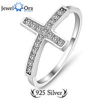 Guarantee 925 Sterling Silver Charms Rings For Women Fashion Jewelry CZ Cross Ring Sterling Silver