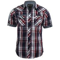 Guerrero Short Sleeve Check Shirt in Oxblood - Dissident