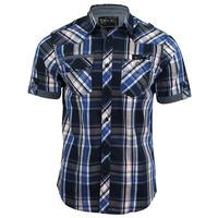 guerrero short sleeve check shirt in olympian blue dissident