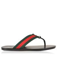 GUCCI Gg Web Leather Sandals