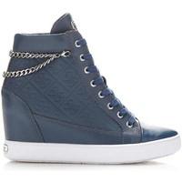 guess flfri1 lea12 sneakers women blue womens shoes high top trainers  ...