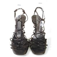 Gucci Size 8B black stiletto high heel gladiator sandals