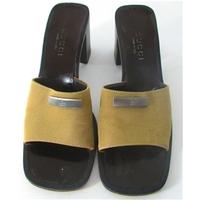 Gucci Size 5.5 Canvas Block Heeled Sandals