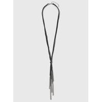 Gunmetal Fabric Knot Necklace, Grey