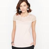 Guipure Lace and Embroidered Mesh T-Shirt