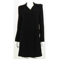 gucci size 14 jet black minimal chic lambs wool knee length coat