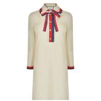 gucci web trim collar dress