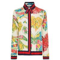 GUCCI Corsage Print Silk Crepe Shirt